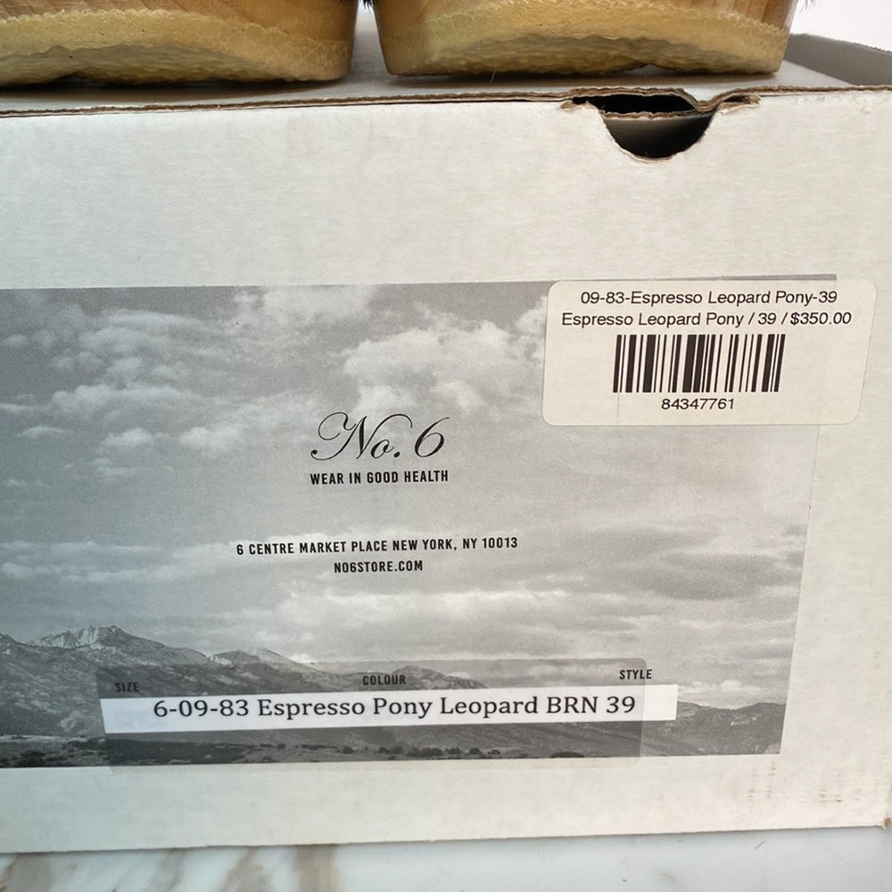 No. 6 High Heel Clogs Espresso Pony Leopard Brown Size 39 - Picture 2 of 8